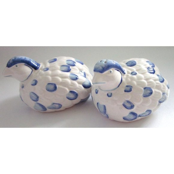 Vintage Ceramic blue and white pheasant/bird - salt and pepper shakers - Abbott - Picture 1 of 7